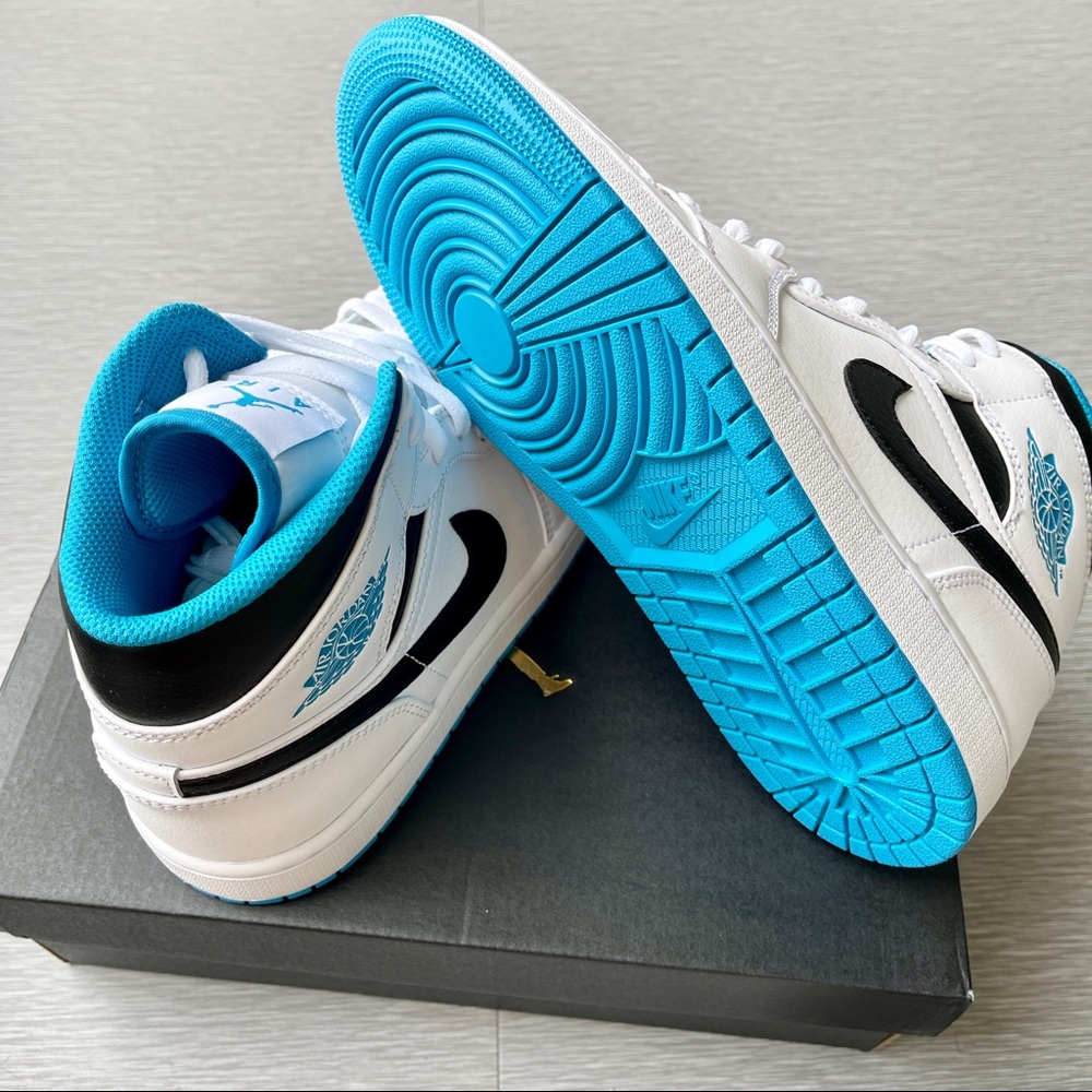 Air Jordan 1 Mid Laser Blue/White/Black - Picture 2 of 10